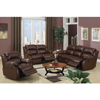 Buy Online Trani Recliner Motion Rich Brown Bonded Leather Living Room Set
