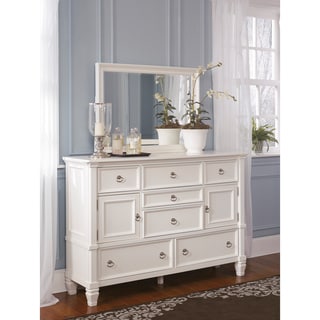 Find Cheap Price Signature Design by Ashley Prentice White Dresser and Mirror