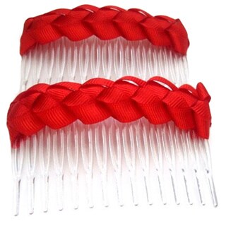 Crawford Corner Shop Red Braided Hair Comb Accessory (Set of 2)-Image