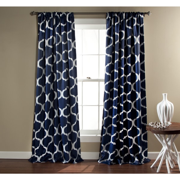 Wall To Wall Curtain Rod Navy and Burlap Curtains