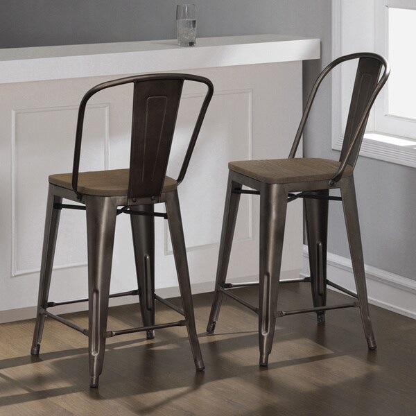 Tabouret Vintage Steel Bistro Counter Stools (Set of 2 ...