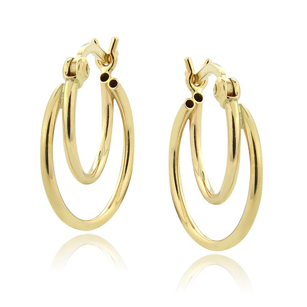 Mondevio 14k Yellow Gold Small Double Hoop Earrings 16600936