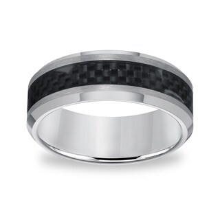 Cambridge 8mm Classic Tungsten Carbide Carbon Fiber Inlay Comfort Fit Band-Image