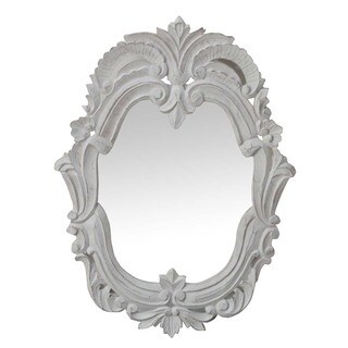 Today Sale Hand-chiseled Antique White Decorative Wall Mirror (India)