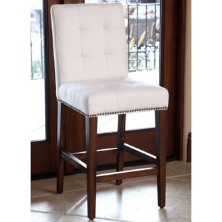 ABBYSON LIVING Monica Pedersen Ivory Tufted Linen Bar Stool by