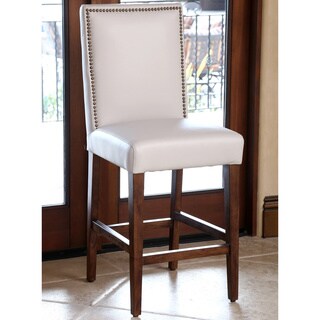 ABBYSON LIVING Monica Pedersen Grey Leather Bar Stool by