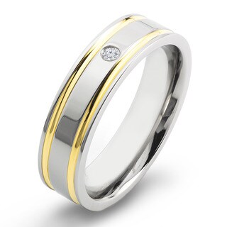 Crucible Goldplated Titanium Diamond Accent Comfort Fit Band Ring-Image