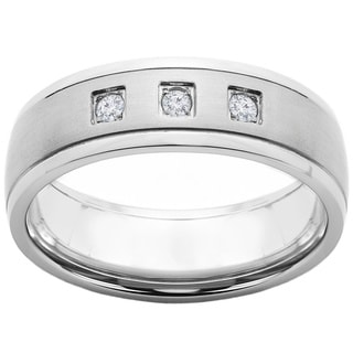 Crucible Titanium 1/10ct TDW Diamond Accent Brushed Comfort Fit Band Ring (H-I, SI2)-Image