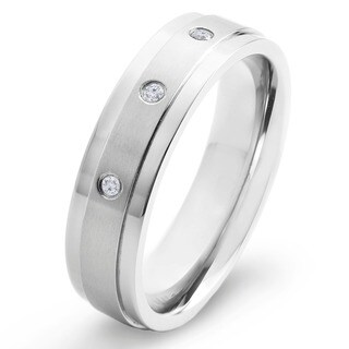 Crucible Titanium White Diamond Accent Dual Finished Comfort Fit Band Ring-Image