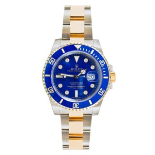 Pre-Owned Rolex Men's Submariner 116613 18k Blue Diamond Dial Watch