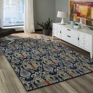 (^ ^)// Momeni 'Casa 2' Navy and Multicolored Abstract Geometric Rug (9'3 x 12'6)