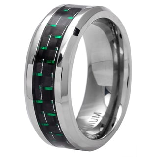 Oliveti Men's Black/ Green Plated Titanium Carbon Fiber Comfort Fit Band (8 mm)-Image