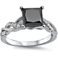 Noori 14k White Gold 1 1/3ct TDW Black Princess-cut Diamond Engagement Ring (VVS1-VVS2)