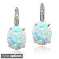 Glitzy Rocks Sterling Silver Created Opal and Diamond Accent Leverback Earrings