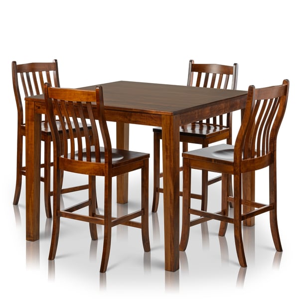 ... Home Counter Height Square Solid Maple Wood Table and Chair Set of 4