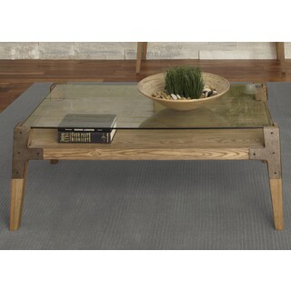 Best Shopping Liberty Contemporary Ash and Glass-top Cocktail Table