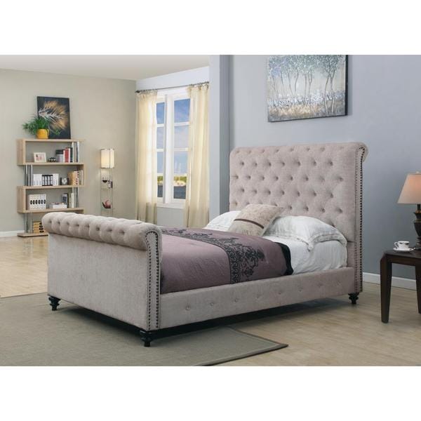 Beige Tufted Upholstered Sleigh Bed Overstock™ Shopping Great Deals