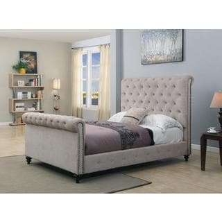 Best Shopping Beige Tufted Upholstered Sleigh Bed