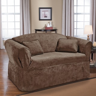 Luxury Suede One-piece Relaxed Fit Wrap Sofa Slipcover-Image