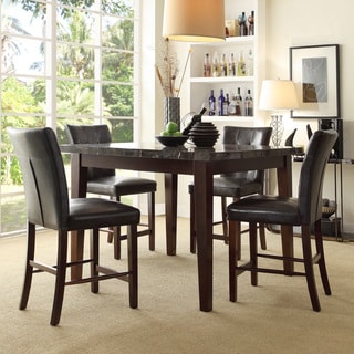 Today Sale TRIBECCA HOME Colyton Black Brown Marble Top 5-piece Counter Height Dining Set