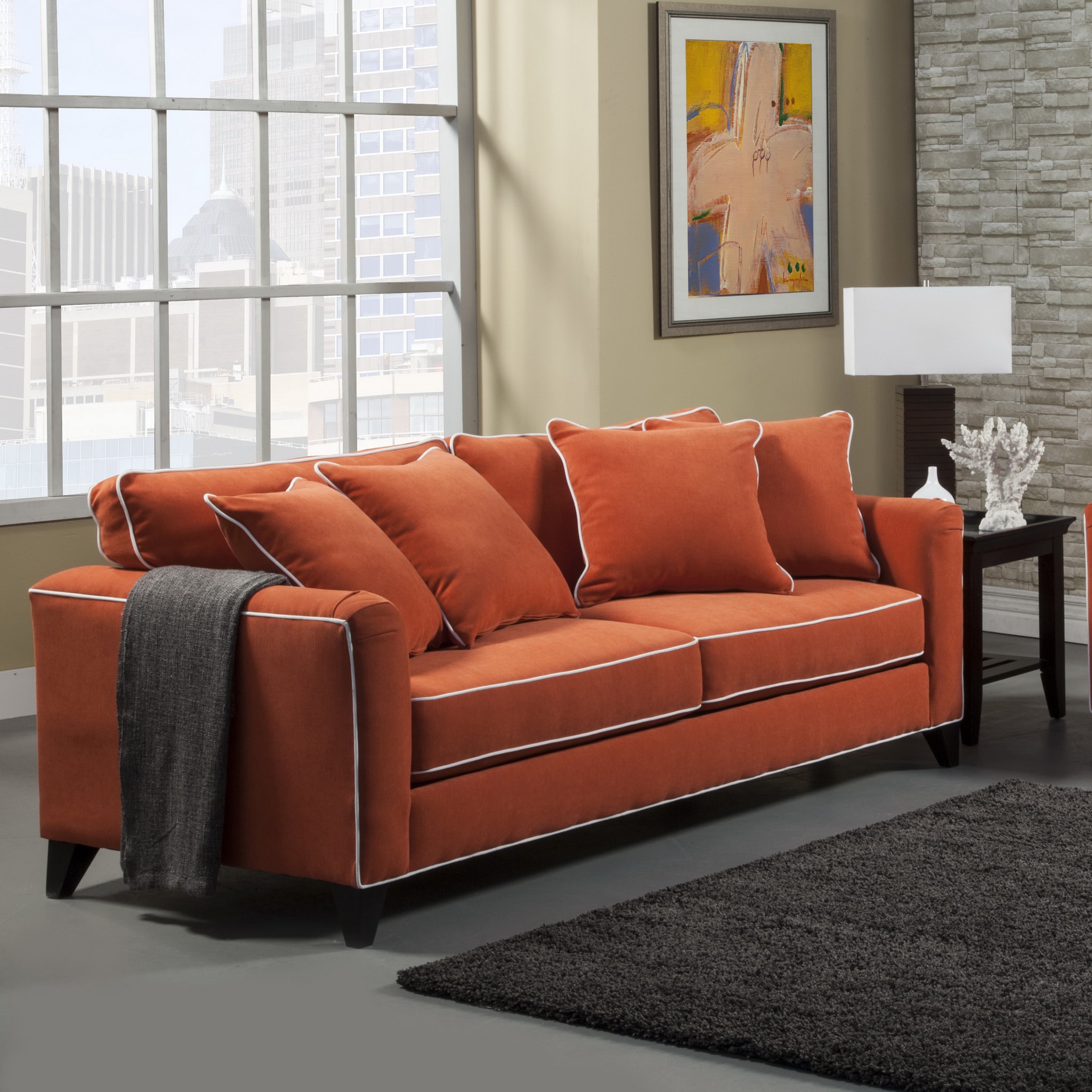 Furniture of America Alton Contemporary Chenille Sofa Overstock