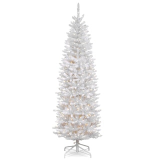 Best Shopping 7-foot Kingswood White Fir Hinged Pencil Tree with 300 Clear Lights