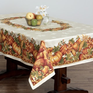 (^.^)/  Turkey Festivities Easy-care Tablecloth