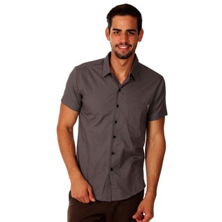 Something Strong Men's Slim Fit Grey Cotton Chambray Shirt-Image