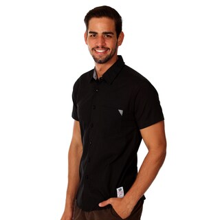 Something Strong Men's Slim Fit Black Cotton Solid Shirt-Image