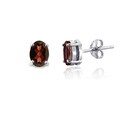 Glitzy Rocks Sterling Silver 3/5ct TGW African Garnet Oval Stud Earrings