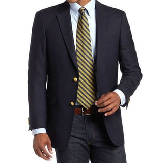 Tommy Hilfiger Men's Navy Slim Fit Blazer with Gold Buttons-Image