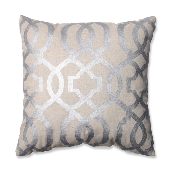 Pillow Perfect Geometric Silver/Linen 16.5inch Throw Pillow 16621424