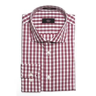 Men's Slim Fit Maroon Striped Egyptian Cotton Dress Shirt-Image