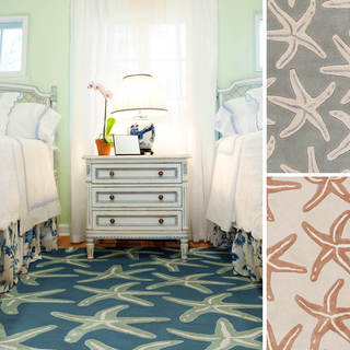 (^ ^)// Coastal Starfish Wool Area Rug (8' x 11')