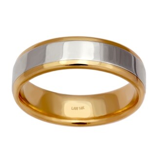 14k Two-tone Gold Men's Comfort Fit Handmade Wedding Band-Image