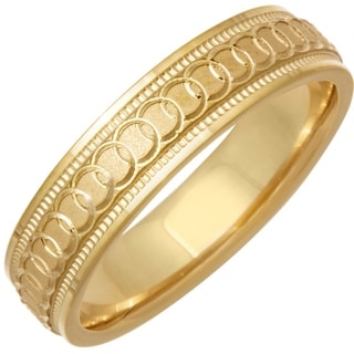 14k Yellow Gold Infinity Men's Comfort Fit Wedding Band-Image