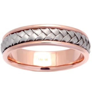 14k Two-tone Gold Men's Comfort Fit Wedding Band-Image