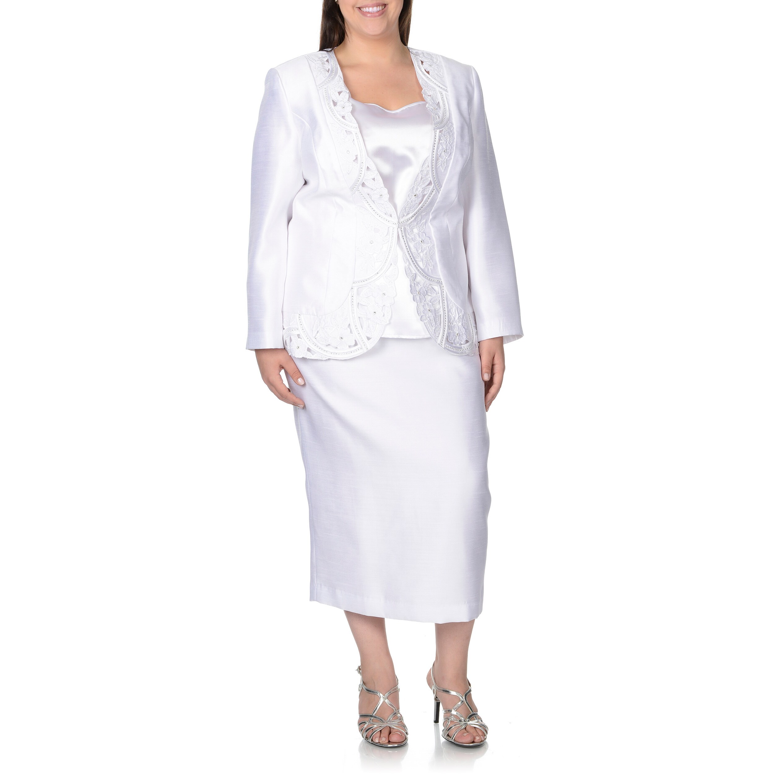 white skirt suits plus size