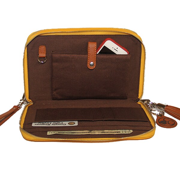 Concealed Carrie Casual Compact Carrie Mustard Leather Clutch