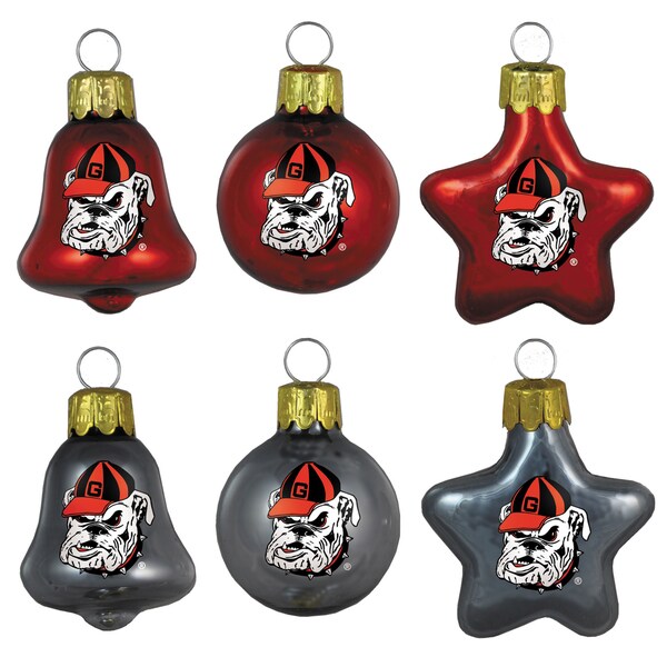 Georgia Bulldogs Mini Blown Glass Ornament Set