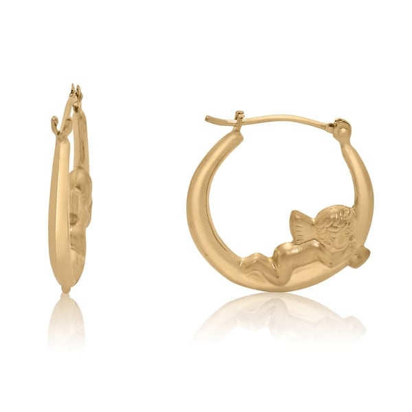 Gioelli 14k Yellow Gold Angel Hoop Earrings Overstock™ Shopping Top