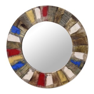 For sale Handcrafted Mango Wood 'Ancient Legacy' Wall Mirror (India)