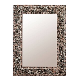 See Reviews Handcrafted Glass Mosaic 'Forest Lightning' Mirror (India)