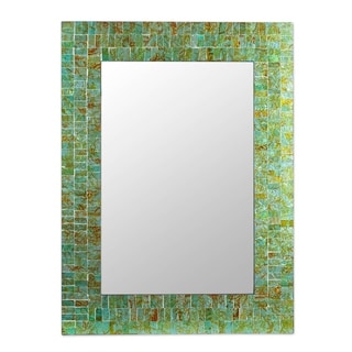 Hot Deal Handcrafted Glass Mosaic 'Sumptuous Summer Light' Mirror (India)