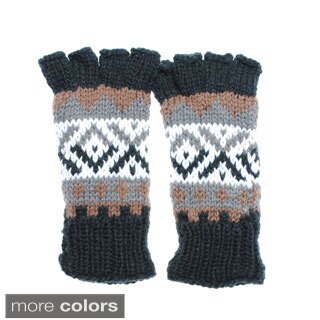 Hand-knit Soft Acrylic Fingerless Handwarmers (Nepal)-Image