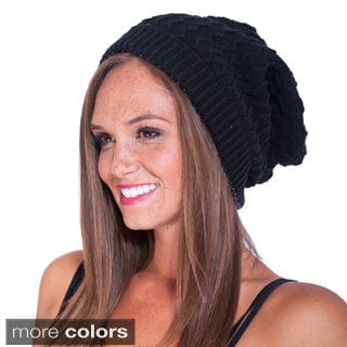 Women's Slouchy Knit Hat with Pom Pom (Nepal)-Image