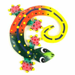 Great Prices Hand Painted Round Metal Gecko Sunset Design (Haiti)