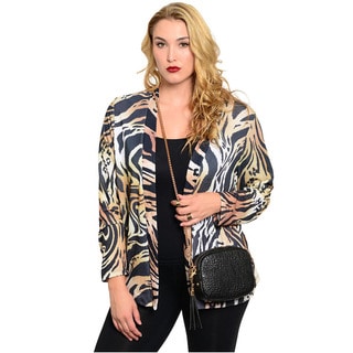 Feellib Women's Plus Size Animal Print Cardigan-Image