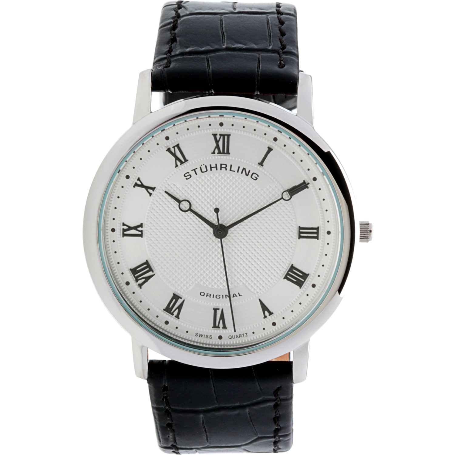 Stuhrling Original Men's Swiss Quartz Classique 45 Leather Strap Watch ...