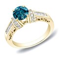 Auriya 14k Gold 1 1/4 ct TDW Blue Diamond Engagement Ring With Heart (SI1-SI2)